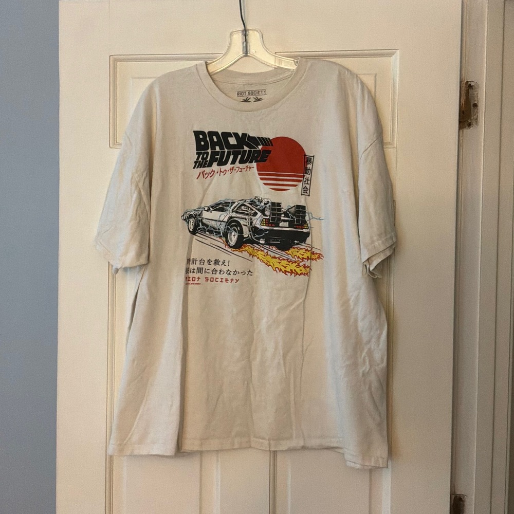 Riot Society Back to the Future DeLorean Graphic Tee XXL 2XL Movie Retro Shirt